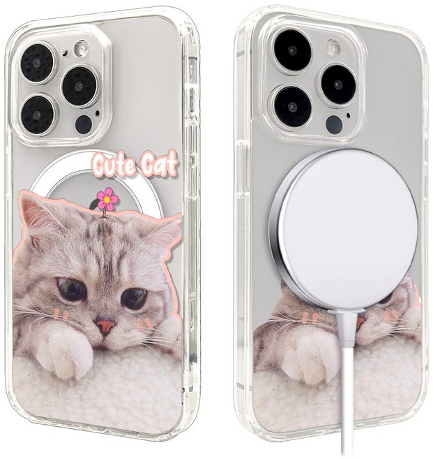(셀론스타) CX25 귀여운 고양이 케이스 맥세이프 마그네틱 아이폰 갤럭시 플립 방탄 케이스