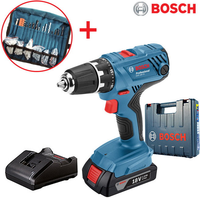 보쉬 18V 충전 전동드릴 GSR 18V-21 + 두루마리 악세사리 100p, 1세트