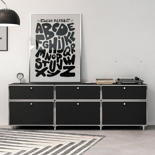 모네르 모듈 미드센츄리 국내제작 서랍 tv다이 높은 거실장 2colors, 02.매트블랙