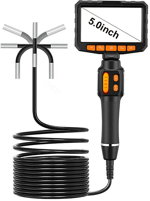 360도 관절형 내시경 1080P 6.0mm 4.3인치 LCD 모니터 자동차용 양방향 산업용 검사 카메라, 03 1.5m, 02 5.0 inch screen