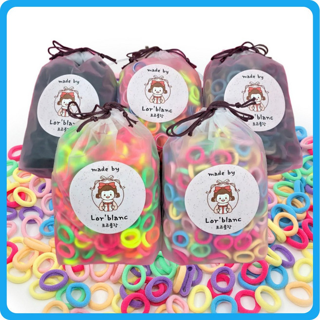 로르블랑 미니 도넛링 안아픈 머리끈 1000P 대용량머리끈 고무줄머리끈 머리고무줄