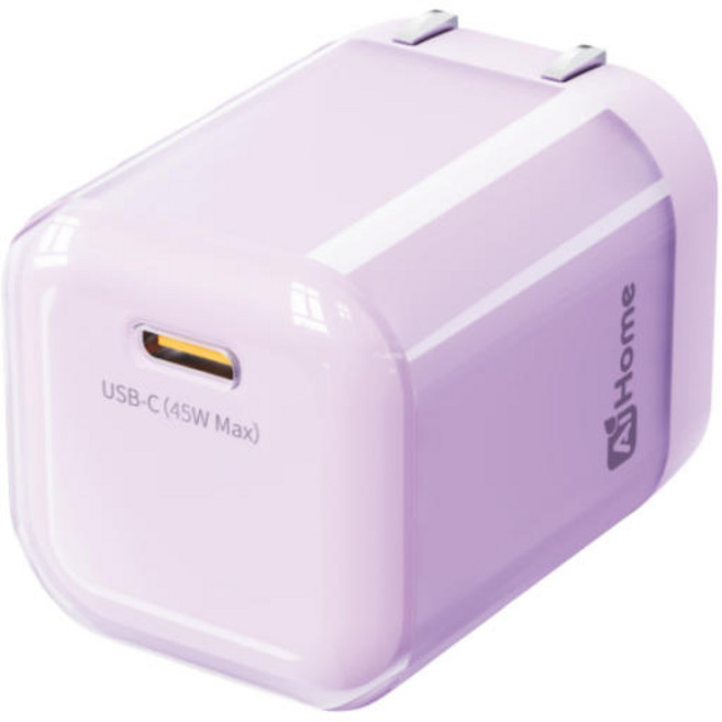 【小冰塊】45W氮化鎵快充組 支援iPhone 16 Pro Max Android GaN迷你PD充電器, 1個, 快充頭（不附線）, 紫色