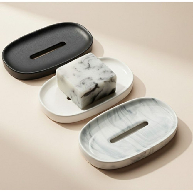 리슈 호텔 비누 받침 모던 비누 거치대, 테라조, 1개