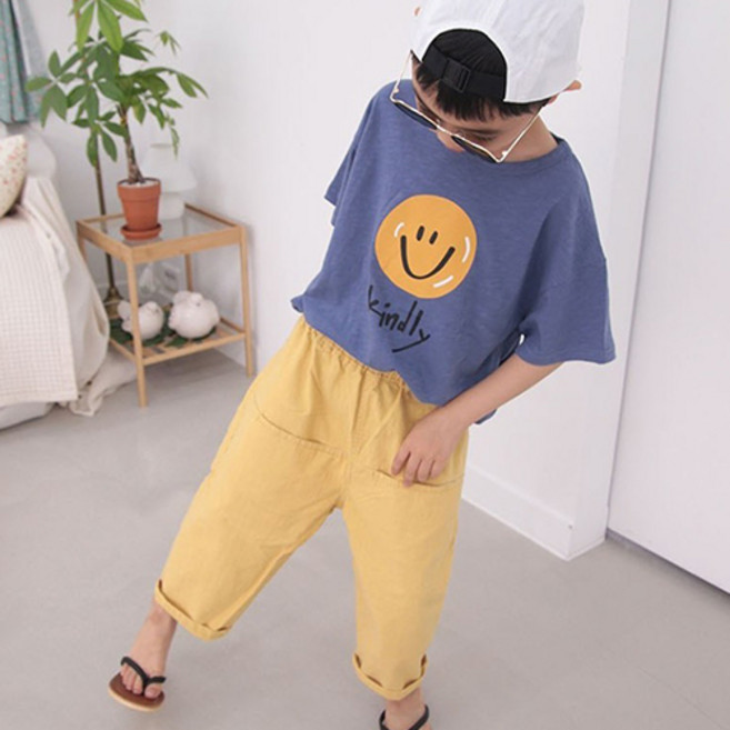 소년마켓 여성용 친절한 스마일 반팔 티셔츠