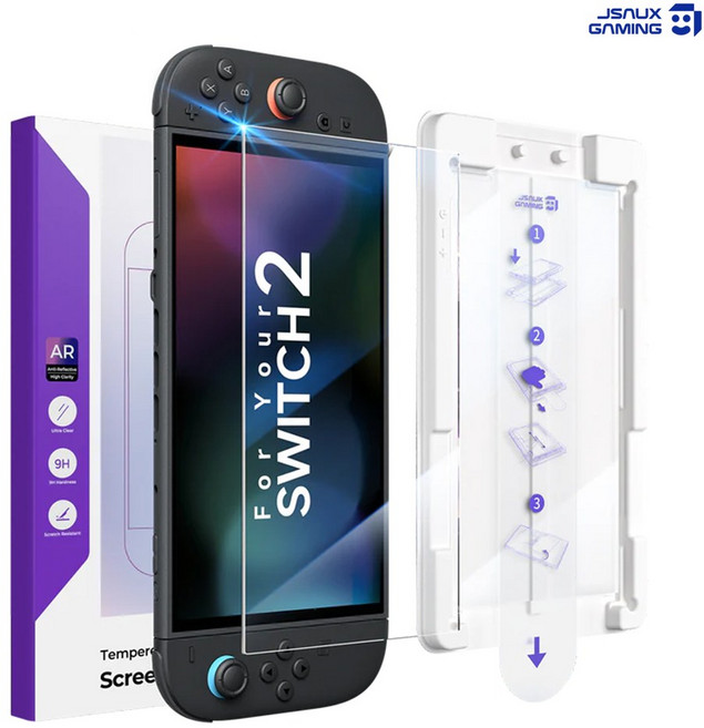 닌텐도 스위치2 액정보호필름 무반사 강화유리 JSAUX 옵시디언 AR, JSAUX 스위치2 액정필름, 무반사 옵시디언 AR, 1개