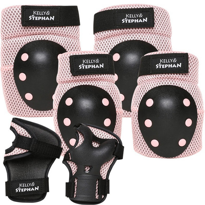 켈리앤스테판K135 쉴드라이더 알파 보호장비 [6P] - 크림핑크무릎보호대 아동보호대 보호장비 인라인 킥보드, 쉴드(알파)-크림핑크