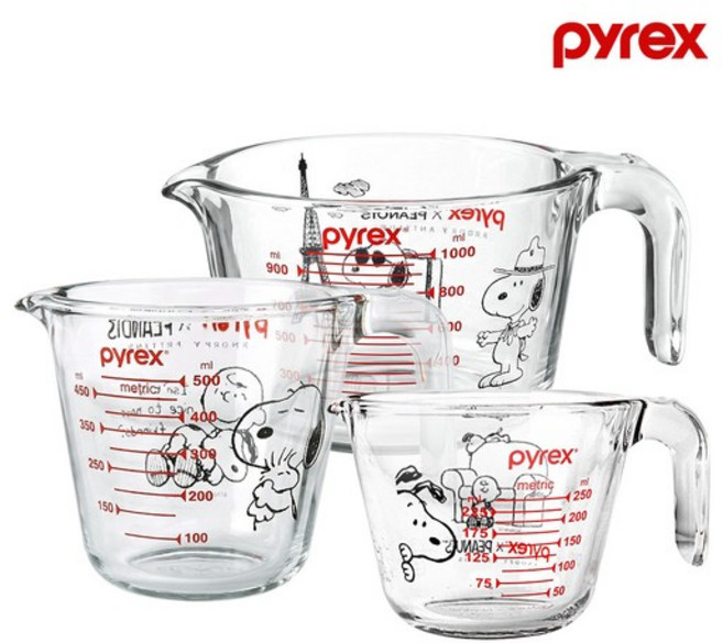 파이렉스 스누피 계량컵 3P (250ml 500ml 1000ml), 없음