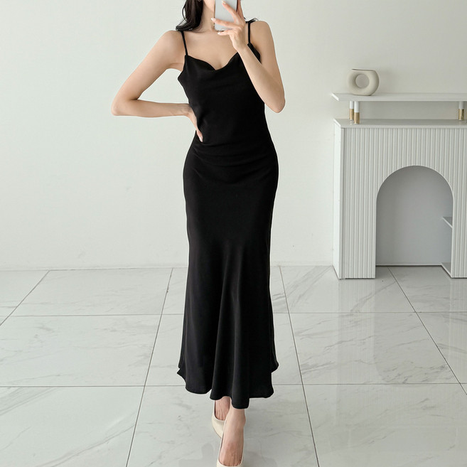 글램디브 신디즐 새틴 민소매 롱원피스 AA1741