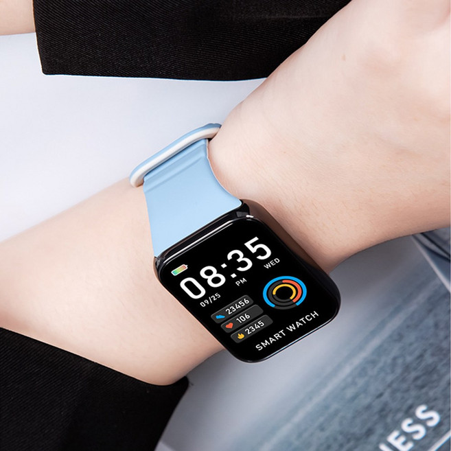 SKENOS 미밴드9프로 레드미워치5 호환 실리콘 마그네틱 스트랩 엠보싱 자석, 스카이블루(연베이지)