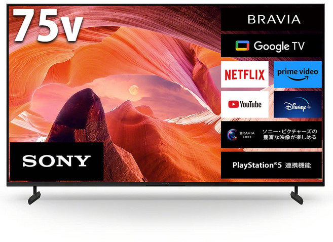 소니 75V형 4K 액정 Mini LED TV 브라비아 K-75XR70 BRAVIA XR 배속 Google 4K/120fps대응 10 다다미 이상, 1개