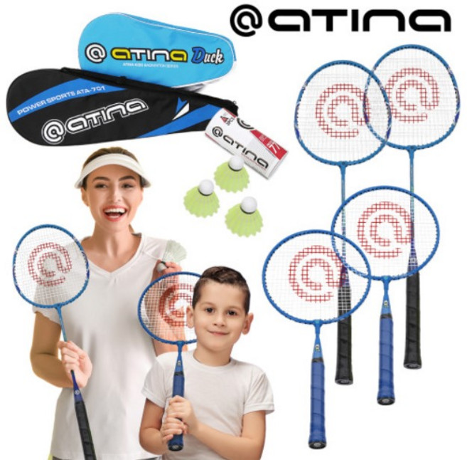 아티나 배드민턴라켓 패밀리세트 성인용2p+아동용2p+셔틀콕, 1세트, 성인용(701)2p+덕2p+셔틀콕