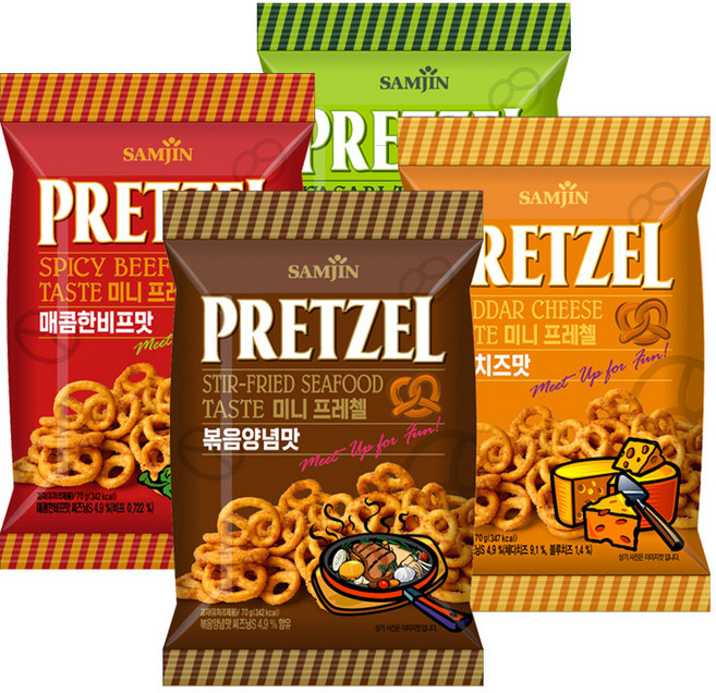 삼진 미니프레첼 매콤한비프맛, 70g, 7개