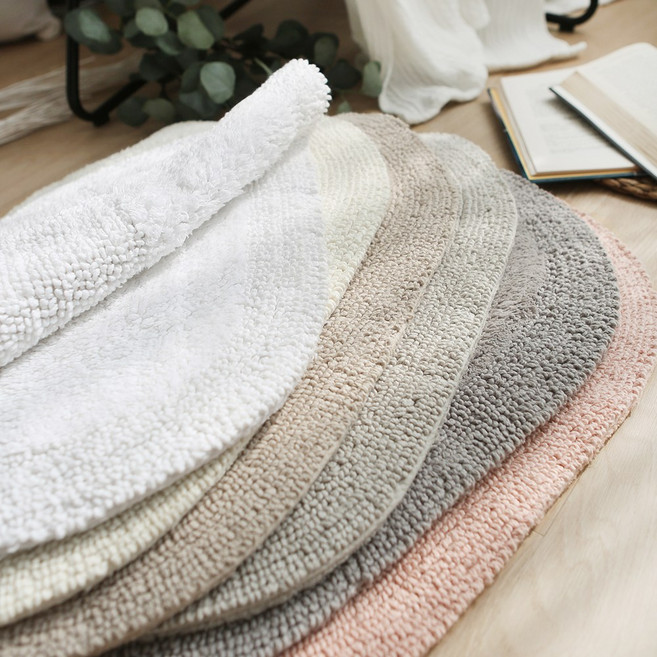 퓨어 욕실 화장실 현관 100% 순면 고급스러운 연출 인테리어 주방 발 타원형 매트 6컬러 45x65cm 45x120cm, 스톤