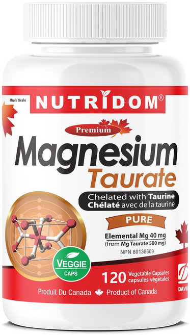뉴트리돔 마그네슘 타우레이트 타우린 마그네슘 타우린염 500mg Magnesium Taurate 120베지캡슐 캐나다 직구, 1개, 120정