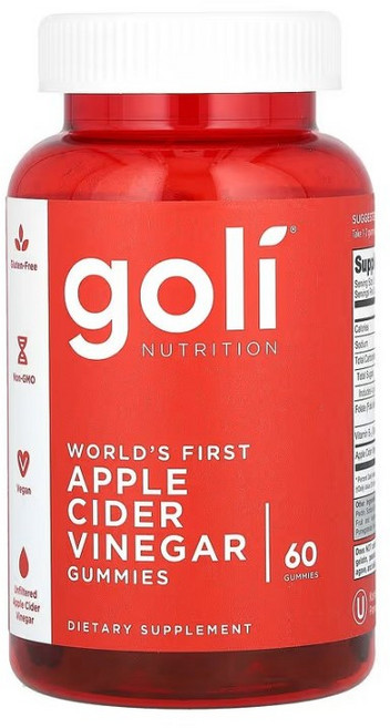 Goli Apple Cider Vinegar Gummies 60정 - 비타민B12 포함, 1개