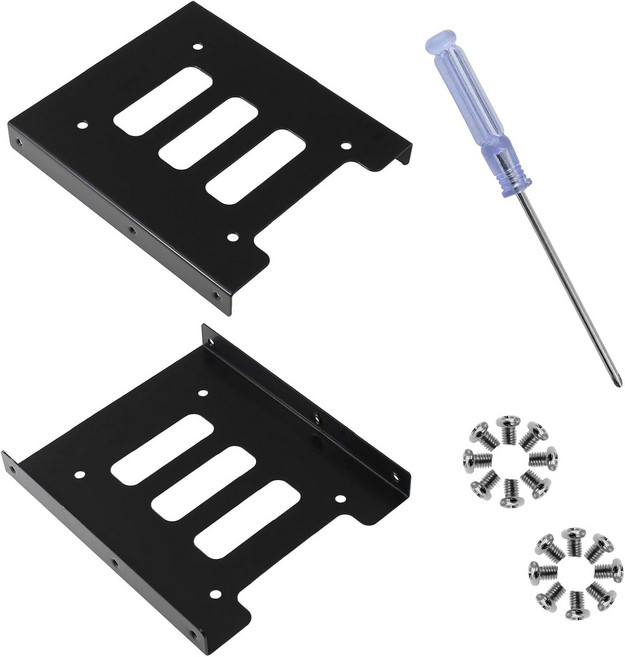 PHITUODA 2Pcs 25인치 35인치 SSD HDD 하드 디스크 드라이브 베이 홀더 금속 장착 브래킷 어댑터PC용 나사 및 드라이버 포함, Pack of 4