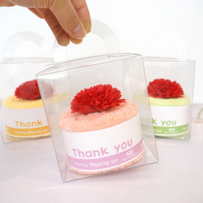 카네이션 미니 케익타올 극세사 핸디타올 스승의날 어버이날 비누꽃 핸드타올 감사선물, 1개, 핑크