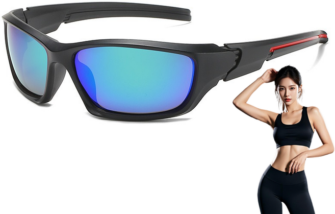 남녀 편광 야외 선글라스 야간 운전 선글라스 사이클링 스포츠 안경, 검은색 프레임 녹색 필름, 1개