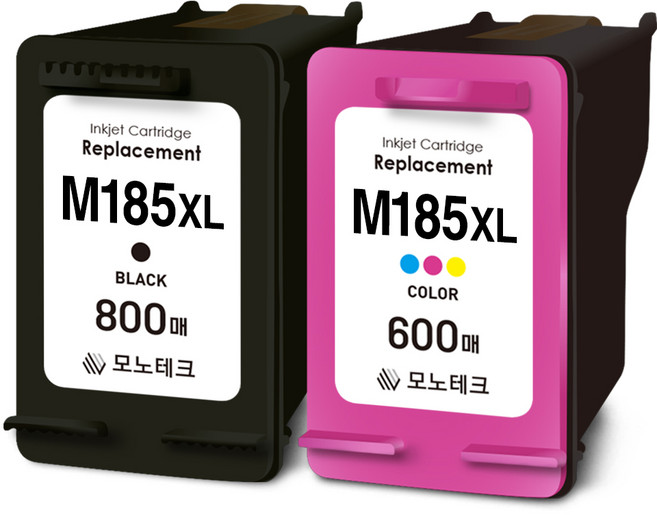 800매 특대용량 모노테크 삼성 호환잉크 INK-M185 C185 XL 세트, 검정+컬러, 1세트