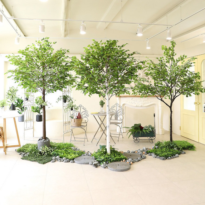 인테리어 대형 인조 목대 화분 플랜테리어 소원나무 자작 조화나무 2type, 자작나무 인조목대 내추럴 받침형 220cm