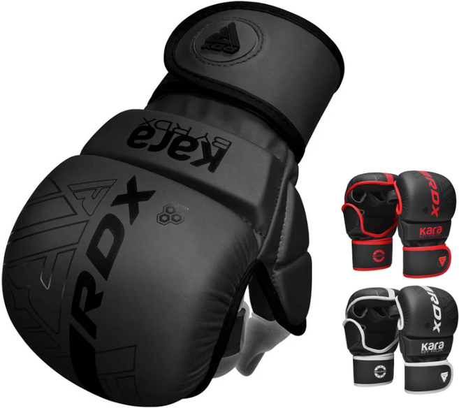 링사이드코리아 RDX 카라 MMA 오픈핑거 글러브 / 스파링 킥복싱 빵글러브, 블랙, 1세트