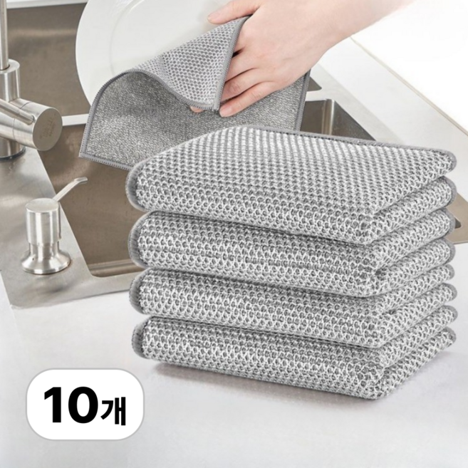 로멀리 무흡집 2겹 주방 수세미, 1세트, 10개
