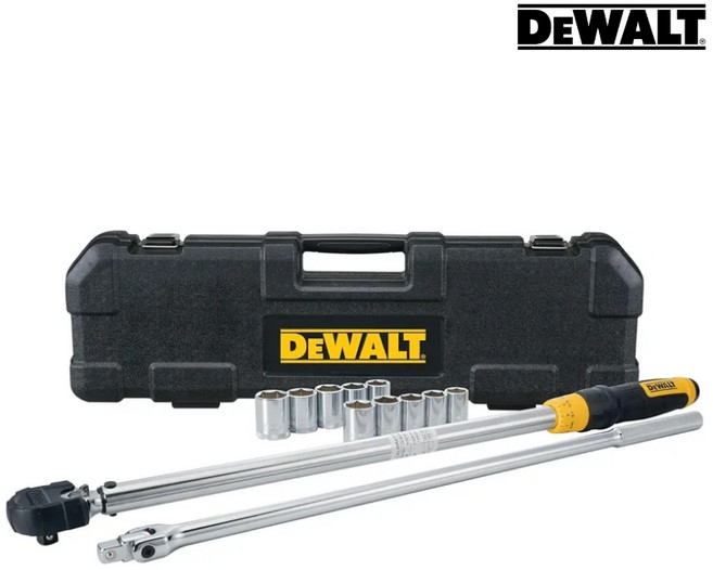 디월트 타이어 자동차 토크 렌치 라쳇 복스 세트 1/2 인치 50 - 250 FTLB, DEWALT 토크 렌치 공구 세트, 타이어 교체 키트,, 1개