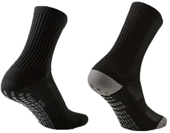 예삐스토어 1+1 논슬립 스포츠 중목 양말 미끄럼방지 쿠션 헬스 러닝 축구 농구 테니스, 1세트, 블랙+블랙그레이