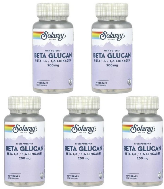 솔라레이 베타글루칸 하이 포텐시 200mg 캡슐 30정, 5개 - 쿠팡