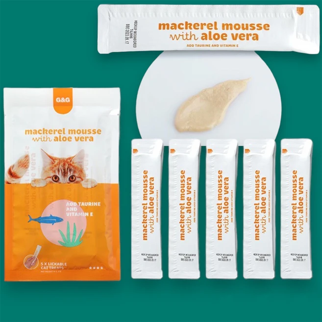 지앤지 고등어 무스 with 알로에 베라 고양이 파우치 고등어 70g, 3개, 생선 - 쿠팡