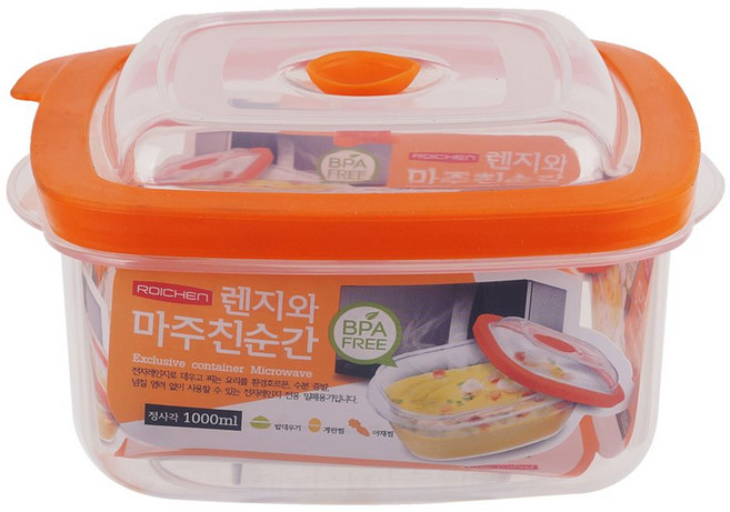 렌지와 마주친순간 렌지 용기 정사각 오렌지 1000ml, 1개