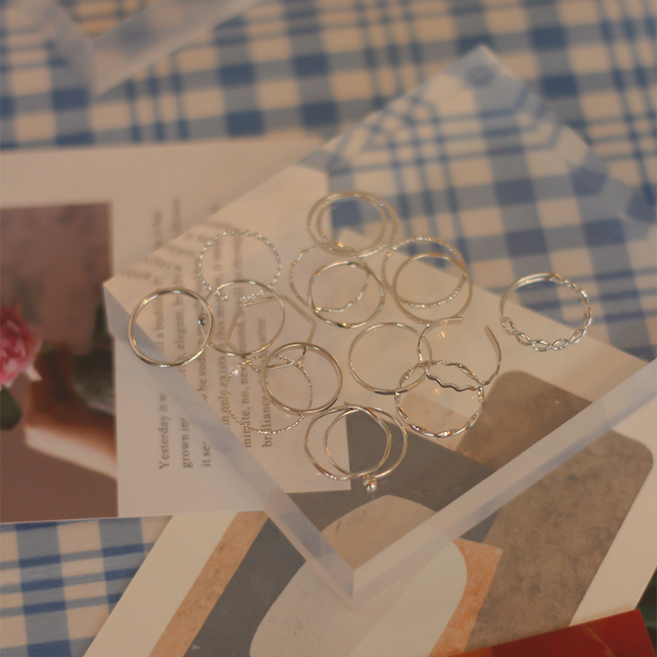 오늘뉴 여성 데일리 레이어드 반지&실반지 20종 세트