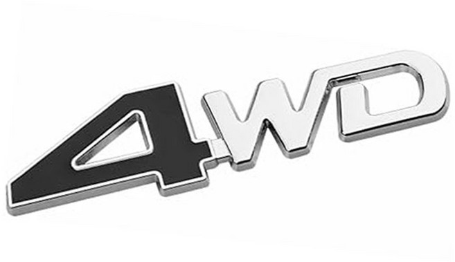 자동차 4륜구동 4X4 4WD 엠블럼 스티커 뱃지 (125mm x 31mm), 블랙유광실버