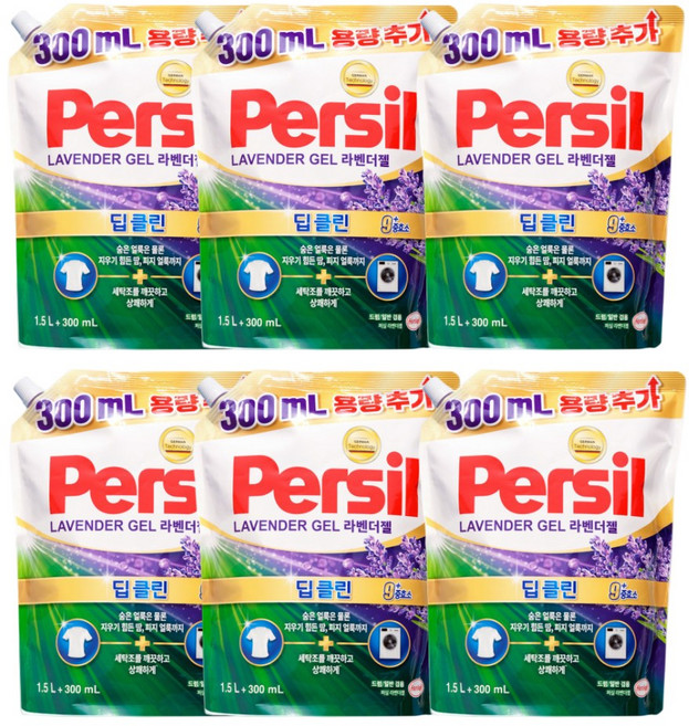 헨켈 퍼실 딥클린 파워젤 라벤더 리필 드럼용 일반용 액체 세제 1.8L x 6개