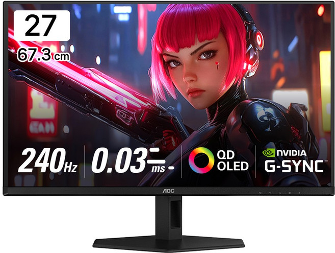 알파스캔 AOC Q27G40ZDF 게이밍 OLED 240 QHD 지싱크 AI HDR 무결점 삼성디스플레이 퀀텀닷 27인치 모니터, 67.3cm
