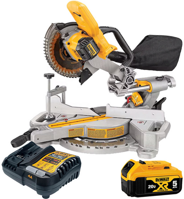 디월트 DCS361P1 충전 슬라이딩 각도절단기 20V 5.0Ah 배터리 1개 세트