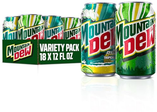 Mountain Dew Soda 2 Flavor Baja Blast Variety Pack (Baja Blast Original Dew) 12 Fl Oz Cans (Pa, 2 Flavor Baja Blast Variety Pa, 12 Fl Oz (Pack of 18)
