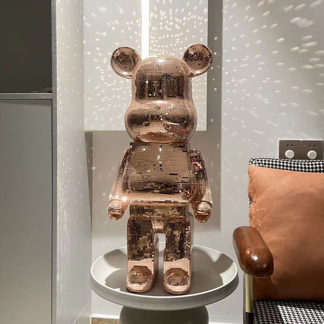 리틀보트 대형 베어브릭 인테리어 저금통, 로즈골드(유리조각)