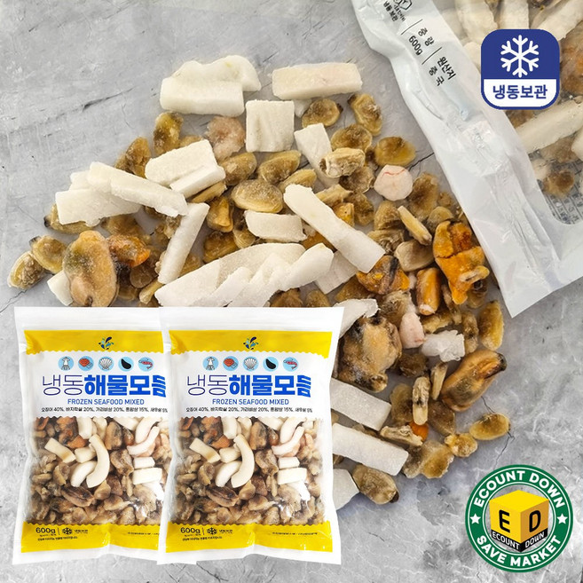 깔끔손질 해물모듬600g 2팩, 2개, 600g