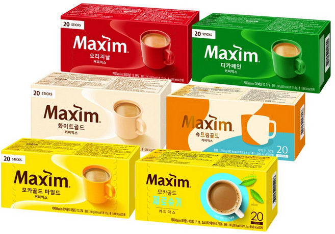 오늘쇼핑 맥심 커피믹스 6종 [모카골드20입+화이트골드20입+오리지널20입+슈프림20입+제로슈거20입+디카페인20입], 1세트, 20개입, 11.8g