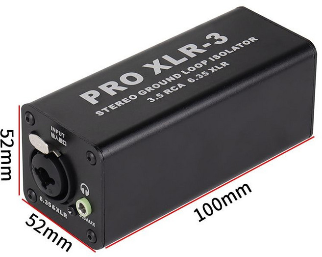 接地迴路隔離器 3.5mm RCA 6.35mm XLR 立體聲音頻濾波器, 1個, XLR-3立體聲專業版一臺