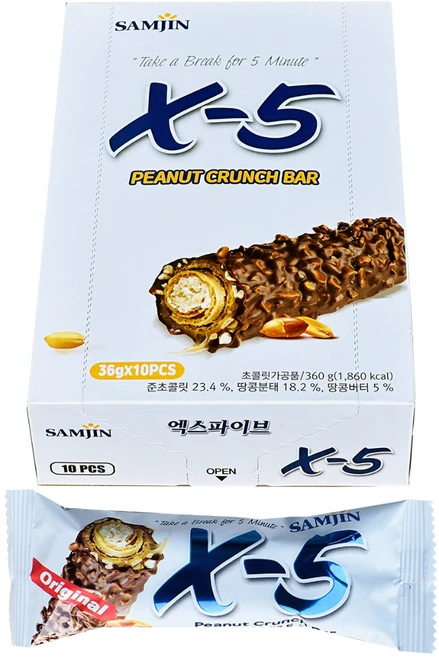 삼진 x-5 엑스파이브 초코바 36g, 10개 - 쿠팡