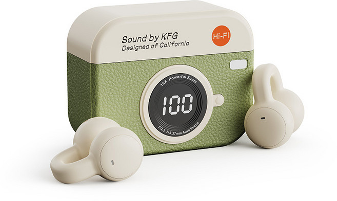 프리라이프 오픈형 무선 이어폰 블루투스 5.4 초경량 운동용 귀걸이형 귀찌 이어폰, C 녹색, ZX001