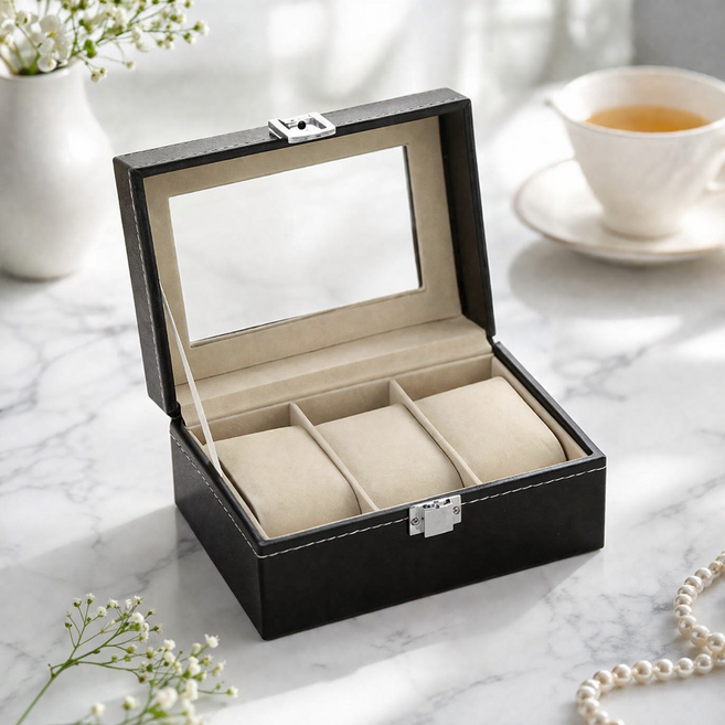 제이킨 가죽 손목 시계보관함 3구