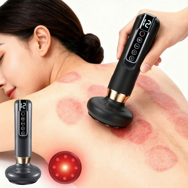 Donmmo 부항기 부항 원리 12단 무선 전동 찰떡 부항기+온열찜질+자동배기 3in1, 회색