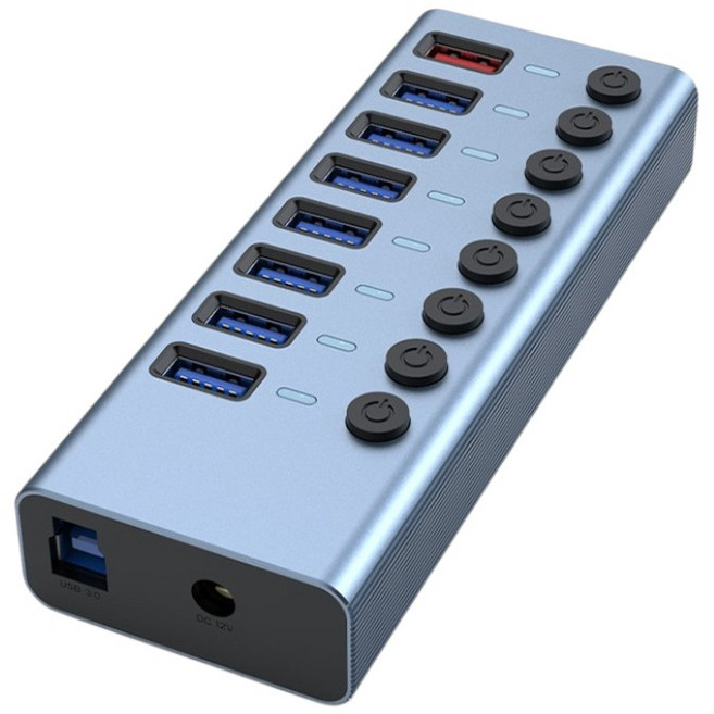 易控王 USB3.0集線器 12V外接電源 獨立開關 LED, 40-726-02, 1個