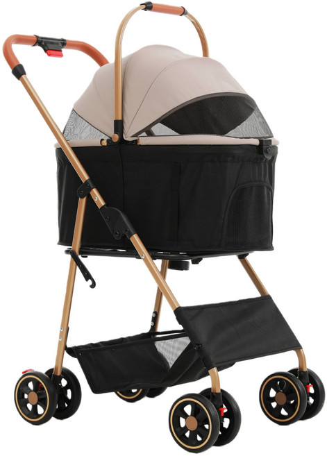 MILA&LOUIS 강아지 유모차 퀵폴딩 디럭스 강아지유모차 개모차 고양이유모차, 카키, 1개