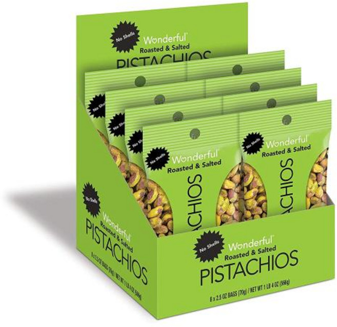 껍질깐 구운 솔티드 피스타치오 70g x 8팩 Wonderful Pistachios