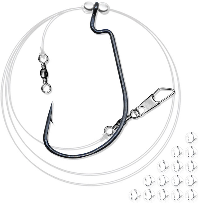 대용량 다운샷채비 단자조절 유동 구슬 스트레이트훅 와일드훅, 1세트, 15개입