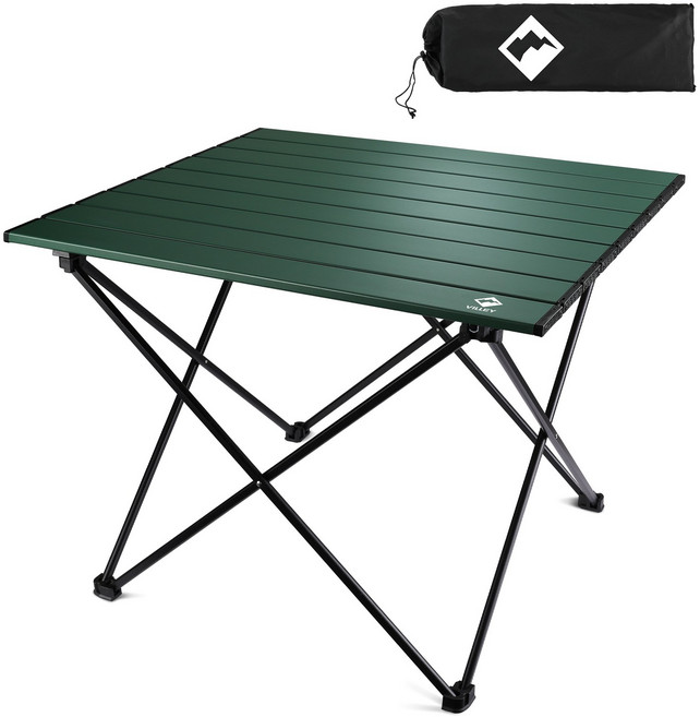 VILLEY 접이식 캠핑 테이블 캠핑용품 피크닉 낚시용, 그린